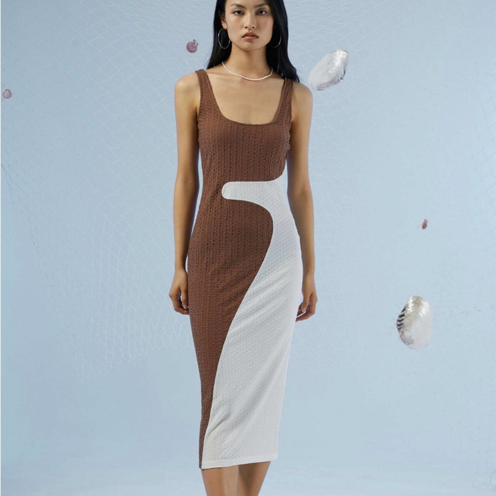 Cider Brown and White Dress